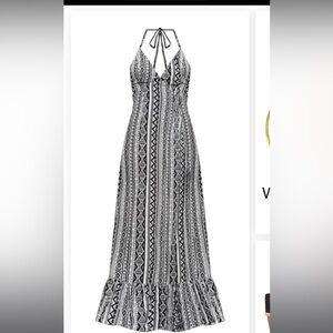 Black & White Printed Maxi Dress by Cupshe